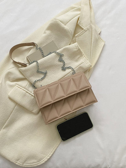 Minimalist Quilted Pattern Chain Square Bag