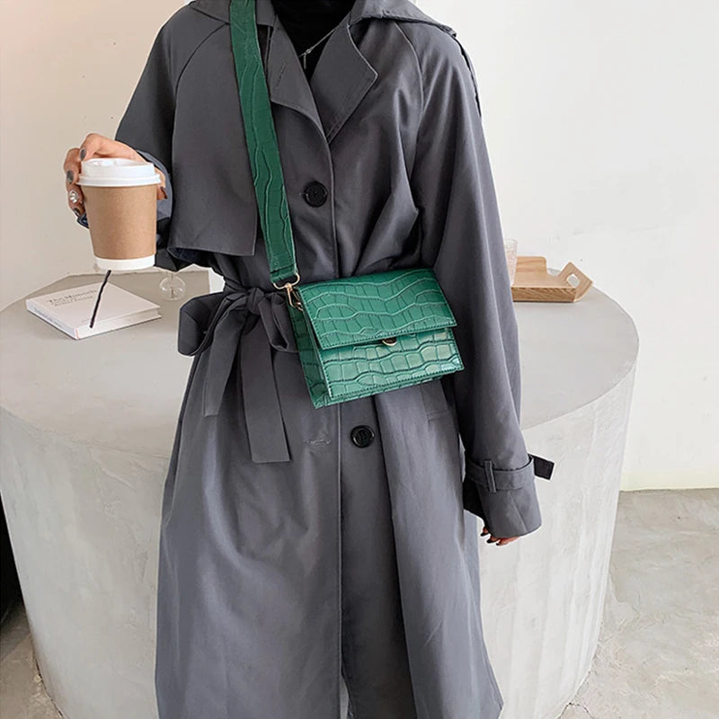Alligator Pattern PU Leather Crossbody Bags for Women Small Messenger Bag Lady Flap Shoulder Bag Luxury Handbag and Purse Bolso
