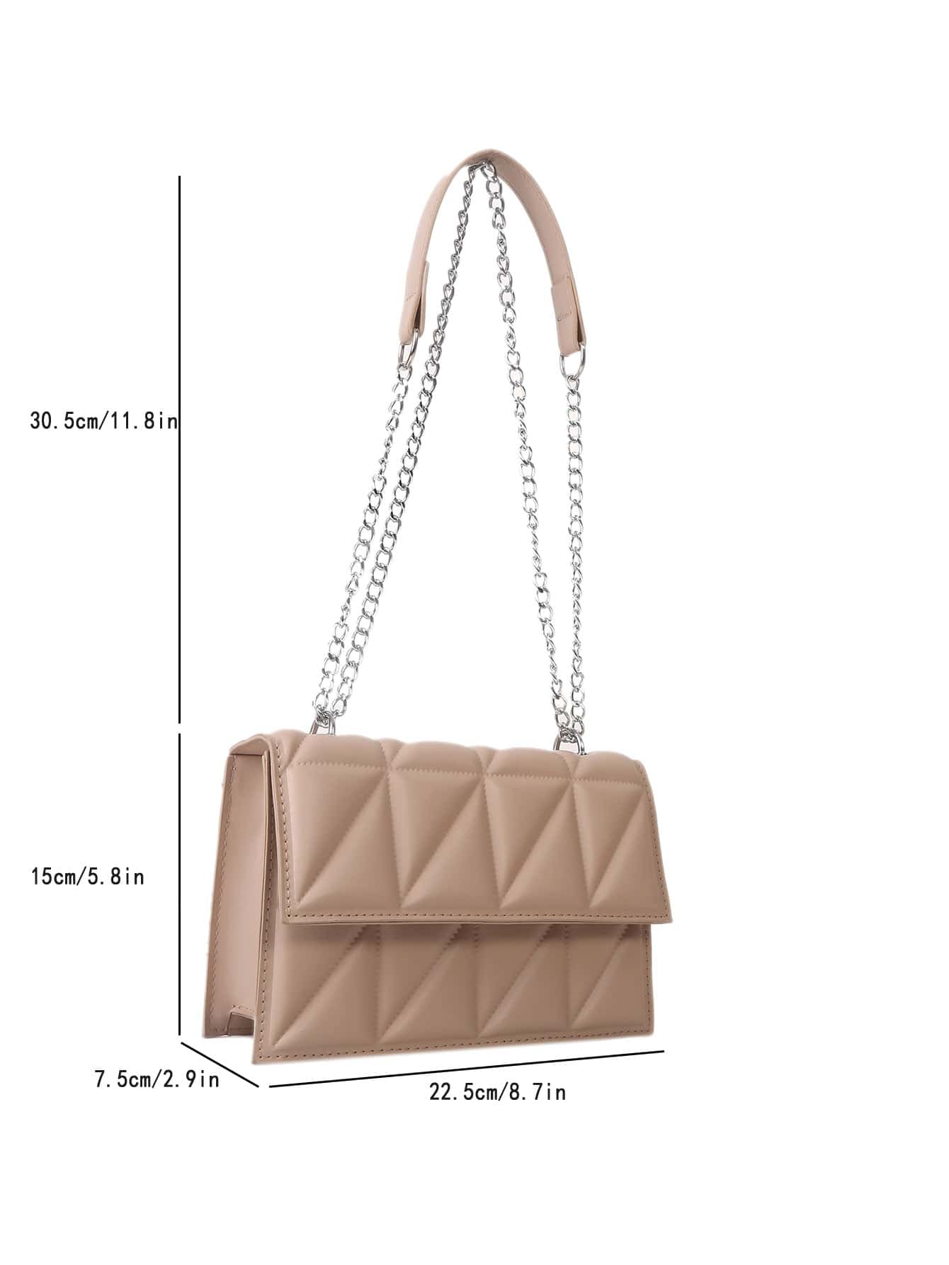 Minimalist Quilted Pattern Chain Square Bag