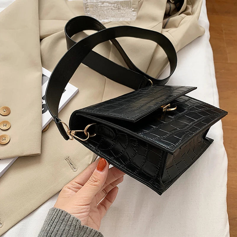 Alligator Pattern PU Leather Crossbody Bags for Women Small Messenger Bag Lady Flap Shoulder Bag Luxury Handbag and Purse Bolso